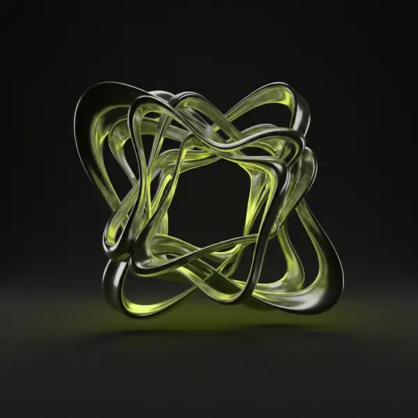 Generated abstract chrome ribbons with lime highlights